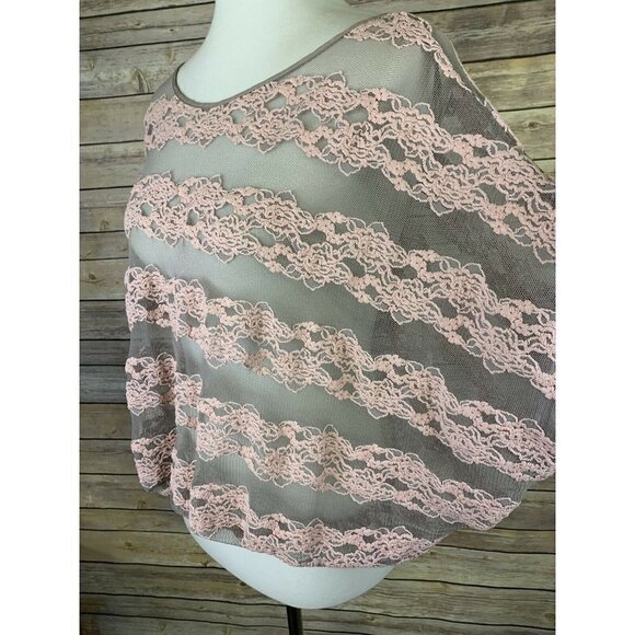 Free People XS Sheer Lace Top Balloon Style Gray - Picture 3 of 10